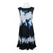 Adrianna Papell Boat Neck Sleeveless Accordion Pleat Zipper Back Floral Print Woven Chiffon Dress-BLUE MULTI