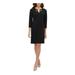 TOMMY HILFIGER Womens Black Long Sleeve Jewel Neck Above The Knee Shift Dress Size 4P