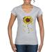 You Are My Sunshine Skull And Sunflower Inspirational/Christian Womenâ€™s Standard V-Neck Tee, Heather Grey, X-Large