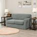 Red Barrel Studio® Elastic Textured Grid Separate Box Cushion Loveseat Slipcover in Gray | 41 H x 70 W x 42 D in | Wayfair