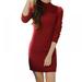 Produes Warm Women Knitted Dress Fall Winter Turtleneck Sexy Bodycon Mini Dresses Elastic Skinny Dress Bottom Female Clothing