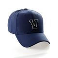 Classic 3D Raised Initial Letters A to Z Structured Baseball Hat Cap Adjustable, Navy Hat White Black Letter V