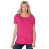 Plus Size Women's Marled Cuffed-Sleeve Tee by Woman Within in Dark Raspberry Sorbet Marled (Size 5X) Shirt