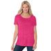 Plus Size Women's Marled Cuffed-Sleeve Tee by Woman Within in Dark Raspberry Sorbet Marled (Size 5X) Shirt