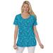 Plus Size Women's Perfect Printed Short-Sleeve Scoopneck Tee by Woman Within in Waterfall Lovely Ditsy (Size 3X) Shirt