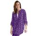 Plus Size Women's 7-Day Box-Stitched Split Neck Tunic by Woman Within in Radiant Purple Ditsy Bouquet (Size 30/32)