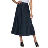 Plus Size Women's Invisible Stretch® Contour A-line Maxi Skirt by Denim 24/7 in Dark Wash (Size 18 W)