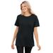 Plus Size Women's Thermal Short-Sleeve Satin-Trim Tee by Woman Within in Black (Size 6X) Shirt