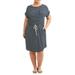 Terra & Sky Women's Plus Size Short Sleeve Tie Front Knit Dress