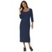 Jessica London Women's Plus Size Knit T-Shirt Dress Stretch Jersey 3/4 Sleeves