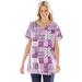 Plus Size Women's 7-Day Print Patchwork Knit Tunic by Woman Within in Deep Claret Geo Patchwork (Size 26/28)