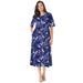 Plus Size Women's Button-Front Essential Dress by Woman Within in Navy Graphic Bloom (Size 4X)