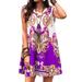 Sexy Dance Sleeveless Tank Dresses for Women Casual V-Neck Short Dress Boho Floral Print Mini Dress Beach Sundress