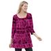Plus Size Women's Tie-Dye Smocked Square-Neck Tunic by Woman Within in Raspberry Tie-dye (Size 42/44)