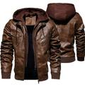 Men's Fashion Jackets Collar Slim Motorcycle Leather Jacket Coat Outwear Warm Hooded Coat Jackets M-4XL