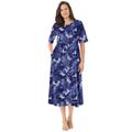 Plus Size Women's Button-Front Essential Dress by Woman Within in Navy Graphic Bloom (Size 1X)