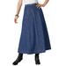 Plus Size Women's Invisible Stretch® Contour A-line Maxi Skirt by Denim 24/7 in Medium Wash (Size 12 W)