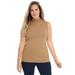 Plus Size Women's Fine Gauge Mockneck Sweater by Jessica London in Soft Camel (Size 30/32) Sleeveless Mock Turtleneck