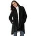 Plus Size Women's Fringed Shawl Collar Fleece Jacket by Woman Within in Black (Size 4X)