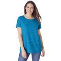 Plus Size Women's Marled Cuffed-Sleeve Tee by Woman Within in Dark Vibrant Blue Marled (Size 5X) Shirt