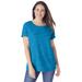Plus Size Women's Marled Cuffed-Sleeve Tee by Woman Within in Dark Vibrant Blue Marled (Size 5X) Shirt