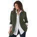 Plus Size Women's Boyfriend Blazer by Roaman's in Hunter Green (Size 14 W) Professional Jacket