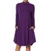 TheMogan Women's PLUS Long Sleeve Mock Neck Draped Jersey Pocket Fit & Flare Dress