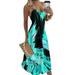 Women Sleeveless Gradient Color Long Maxi Dress Summer Casual Spaghetti Strap Swing Dress Plus Size Party Evening Cocktail Dress S-5XL