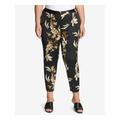 CALVIN KLEIN Womens Black Floral Cropped Formal Pants Plus Size: 18W