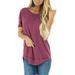 Zeiger Women Tunic Top Irregular Hem Shirt Short Sleeve Soild Color Tee Shirts