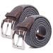 Mens Elastic Braided Canvas Belt Fabric Woven Stretch Braided Dress Belts-Gray, M