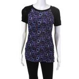 Pre-ownedNanette Lepore Womens Silk Floral Print Sweater Black Purple Size Extra Small