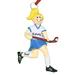 The Holiday Aisle® Field Hockey Girl Blonde Hanging Figurine Ornament Plastic in Blue/Yellow | 4.5 H x 2.75 W x 0.5 D in | Wayfair