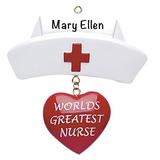 The Holiday Aisle® World's Greatest Nurse Personalized Hanging Figurine Ornament Plastic in Red/White | 3.5 H x 3.25 W x 0.5 D in | Wayfair