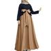 ZANZEA Women Spring Muslim Full Sleeve Bowknot Patchwork Long Dress Elegant Dresses