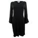CALVIN KLEIN Womens Black Sweater Pipe Bell Sleeve Scoop Neck Above The Knee Wear To Work Dress Size: XL