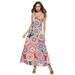 Keimprove Womens Bohemian Printed V-neck Sleeveless Maxi Dress Casual Floral Beach Sundress Long Dress
