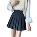 Ochine Women's Pleated Skirt High Waist Solid Color Button Plain A-line Mini Flare Skirt Skater Tennis Dress School Uniform Skirts for Girls, S-XL