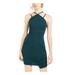 MY MICHELLE Womens Green Spaghetti Strap Halter Short Sheath Cocktail Dress Size 3