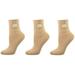 Sierra Socks Girls School Uniform 3 Pair Pack Pima Cotton Turn Cuff Seamless Toe W16813 (Sock Size 7-8.5, Fits Shoe Size 9-1, Khaki)