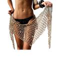 Listenwind Women Crochet Beach Cover Up Sarong Wrap with Shells Fishnet Bikini Cover Up Shell Beach Scarf Mesh Swimwear Scarves