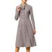 Allegra K Women's Plaid Button Up Tie Neck Midi A-Line Shirt Dress