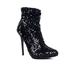 Lauren Lorraine Quannah Sequin Ankle Stretch Stiletto Heel Black Sparkle Bootie (5.5)