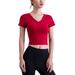 Womens Yoga T-Shirts Short Sleeve Compression Cross Back Tight Tees with Bra Fitness Sports Shirts Quick-Drying Blouse Athletic Tanks Tops Active Wear Tees T-shirt ladies Tracksuit