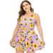 HAWEE Women Plus Size XL-5XL Floral Print 2 Piece Hollow Swimdress Tankini Swimsuit Bathing Suit