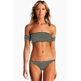 Havana Off Shoulder Bandeau Bikini Top - Marine Black & White Stripes Print