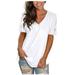 Mchoice Women's Summer Casual Tops Juniors Tops for Girls Ladies Solid Lace Loose Tunic Tops V-Neck Short Sleeve T-Shirts Blouses
