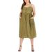 Avamo Women Strap Sling Swing Dress Lady Summer Beach Party Midi Sundress Casual Boho Backless Long Maxi Dress Plus Size Pocket