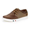 BRUNO MARC Mens Mesh Leather Sneakers Casual Shoes Slip On Lace Up Waking Shoes NY-03 BROWN 9