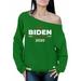 Awkward Styles Joe Biden 2020 Off The Shoulder Sweatshirt for Women Candidates Collection United States of America Elections 2020 President Off The Shoulder Sweatshirt Vote for Joe Biden Fans Sweater